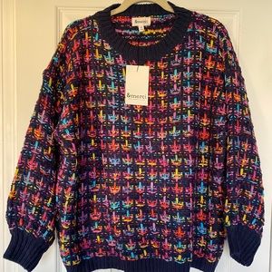 NWT &Merci Medium Rainbow Tweed Sweater